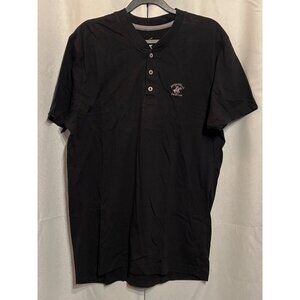 Beverly Hills Polo Club Black Short-Sleeve Henley T-Shirt Size L Mens Casual Wea